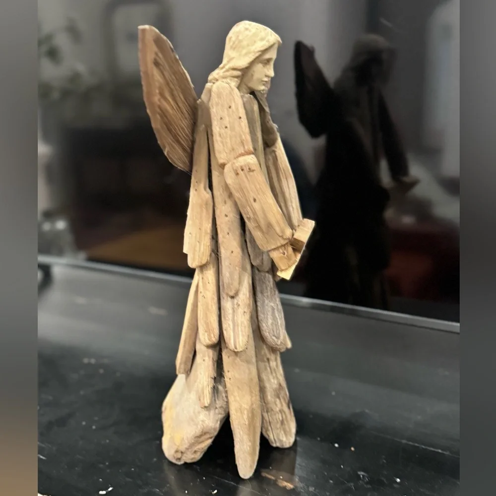 Handmade Driftwood Angel: Beach Decor, Nativity Angel Statue